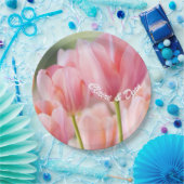 ピンクパーソナライズされたチューリップ紙パーティープレート ペーパープレート (パーティー)