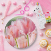 ピンクパーソナライズされたチューリップ紙パーティープレート ペーパープレート (パーティー)