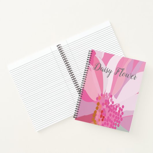 ピンクパーソナライズされたデイジー花 ノートブック (内部)