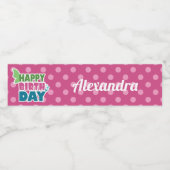 ピンクパーソナライズされたドット水瓶ラベル ペットボトルラベル (シングルラベル)