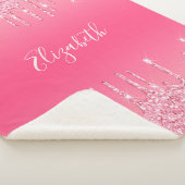 ピンクパーソナライズされたドリップグリッターガーリートレンディー シェルパブランケット (3/4)