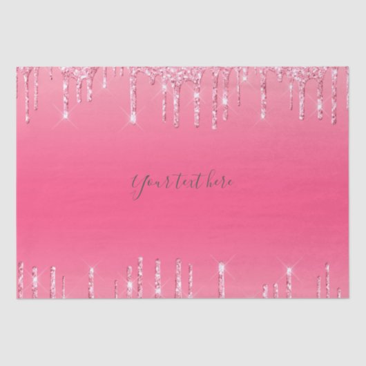 ピンクパーソナライズされたドリップグリッターガーリートレンディー 薄葉紙 (正面)