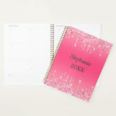 ピンクパーソナライズされたドリップグリッタートレンディーグラム プランナー手帳 (ディスプレー)