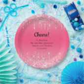 ピンクパーソナライズされたドリップグリッタートレンディー結婚ズ ペーパープレート (パーティー)