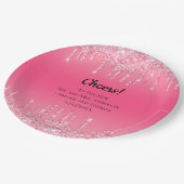 ピンクパーソナライズされたドリップグリッタートレンディー結婚ズ ペーパープレート (アングル)