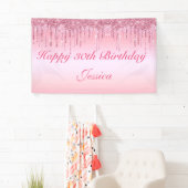 ピンクパーソナライズされたドリップグリッターバナー 横断幕 (インサイチュ)