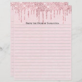 ピンクパーソナライズされたドリップグリッターライニング紙 (正面/裏面)