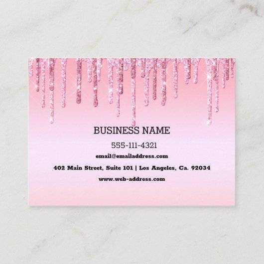 ピンクパーソナライズされたドリップグリッター名刺 名刺 (裏面)