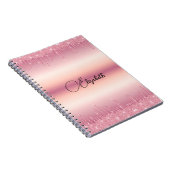 ピンクパーソナライズされたドリップグリッター手帳 ノートブック (右側)