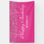 ピンクパーソナライズされたドリップグリッター誕生日バナー 横断幕 (縦)