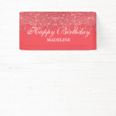 ピンクパーソナライズされたドリップグリッター誕生日バナー 横断幕 (インサイチュ)