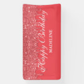 ピンクパーソナライズされたドリップグリッター誕生日バナー 横断幕 (縦)