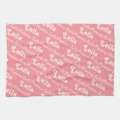 ピンクパーソナライズされたナスタオル キッチンタオル (横)