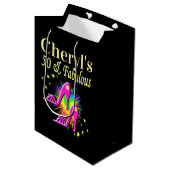 ピンクパーソナライズされたハイヒール50番目誕生日 ミディアムペーパーバッグ (正面アングル)