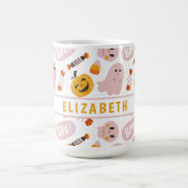 ピンクパーソナライズされたハロウィーン コーヒーマグカップ (中央)