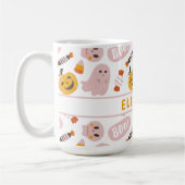 ピンクパーソナライズされたハロウィーン コーヒーマグカップ (左)