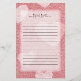 ピンクパーソナライズされたハートの水色 便箋
