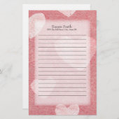 ピンクパーソナライズされたハートの水色 便箋 (正面/裏面)