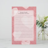 ピンクパーソナライズされたハートの水色 便箋 (スタンド正面)