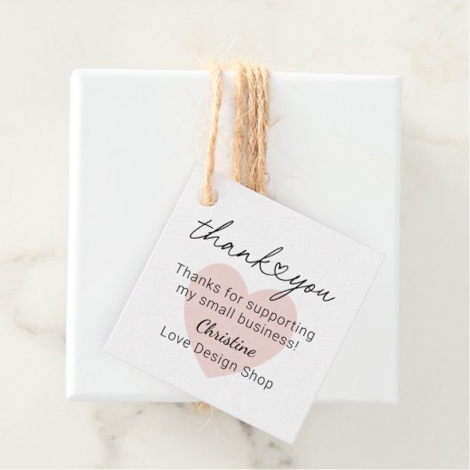 ピンクパーソナライズされたハートスモールビジネスサンキュー フェイバータグ (インサイチュ)