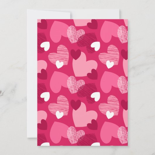 ピンクパーソナライズされたハートズバレンタインズデイブランチ 招待状 (裏面)