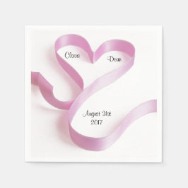 ピンクパーソナライズされたハートナプキン スタンダードカクテルナプキン