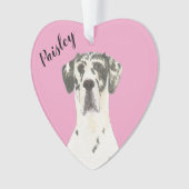 ピンクパーソナライズされたハートハーレクイングレートダン オーナメント (正面)