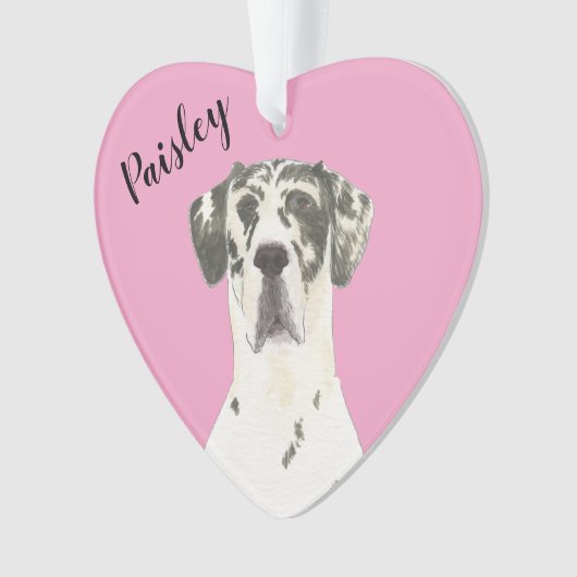 ピンクパーソナライズされたハートハーレクイングレートダン オーナメント (正面)