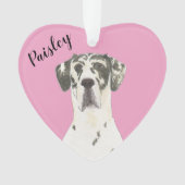 ピンクパーソナライズされたハートハーレクイングレートダン オーナメント (正面)