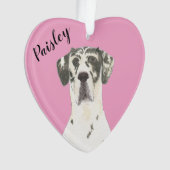 ピンクパーソナライズされたハートハーレクイングレートダン オーナメント (正面)