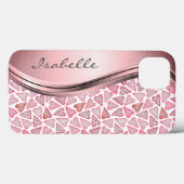 ピンクパーソナライズされたハートバレンタインラブ Case-Mate iPhoneケース (裏面 (横))