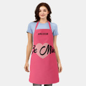 ピンクパーソナライズされたハートバレンティンズデイウォメンズ エプロン (着用した状態)