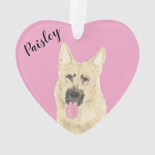 ピンクパーソナライズされたハートブラックとタンドイツシェップ オーナメント (裏面)