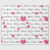 ピンクパーソナライズされたハート包装紙 ラッピングペーパー (フラット)