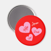 ピンクパーソナライズされたハート赤母 マグネット (正面/裏面)