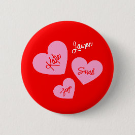 ピンクパーソナライズされたハート赤母 缶バッジ