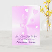 ピンクパーソナライズされたハート11結婚周年 カード (黄色い花)