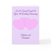 ピンクパーソナライズされたハート7結婚周年