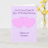 ピンクパーソナライズされたハート7結婚周年 カード (黄色い花)