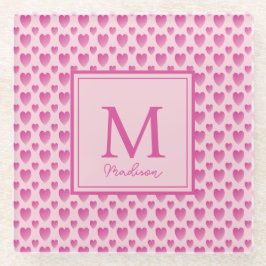 ピンクパーソナライズされたハート ガラスコースター