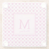 ピンクパーソナライズされたハート ガラスコースター (裏面)