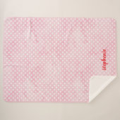 ピンクパーソナライズされたハート シェルパブランケット (正面(横))