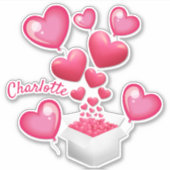 ピンクパーソナライズされたハート シール (正面)