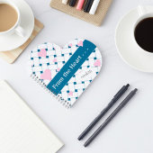 ピンクパーソナライズされたハート、海ブルーウィーブジャーナル ノートブック