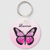 ピンクパーソナライズされたバタフライキーチェーン キーホルダー (正面)