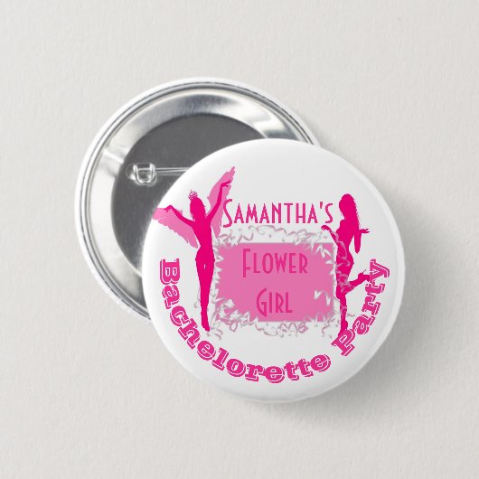 ピンクパーソナライズされたバチェロレッテ 缶バッジ (正面&裏面)