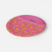 ピンクパーソナライズされたバナナの名前 ペーパープレート (アングル)