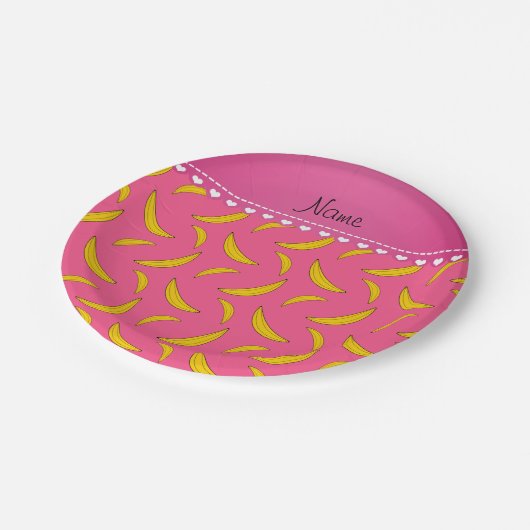 ピンクパーソナライズされたバナナの名前 ペーパープレート (アングル)