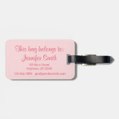 ピンクパーソナライズされたバレエつま先ポインテシューズダンス ラゲッジタグ (裏面横)