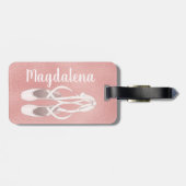 ピンクパーソナライズされたバレエのスリッパガーリーバラ金ゴールド ラゲッジタグ (裏面横)